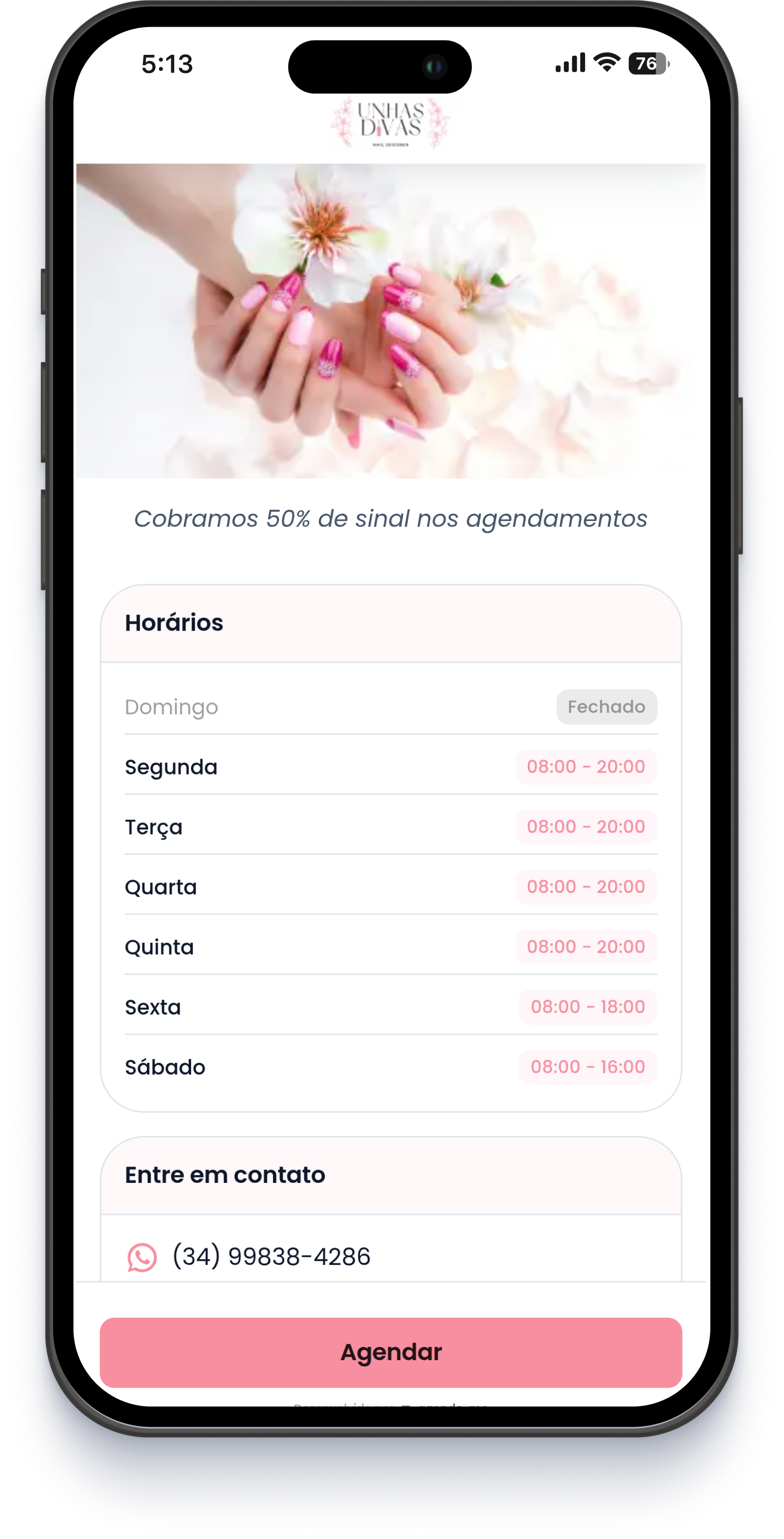 Página de agendamento personalizada