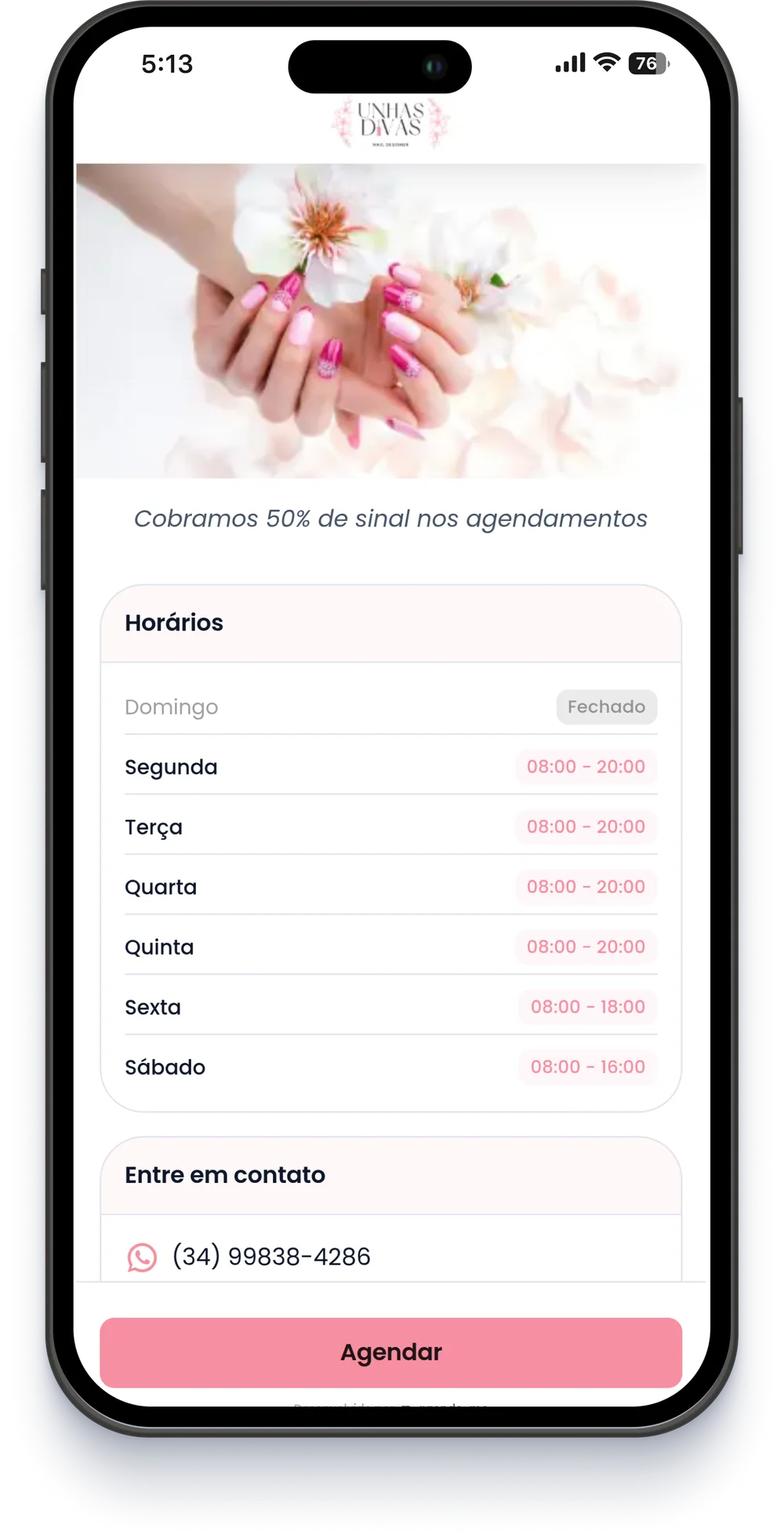 Página de agendamento personalizada