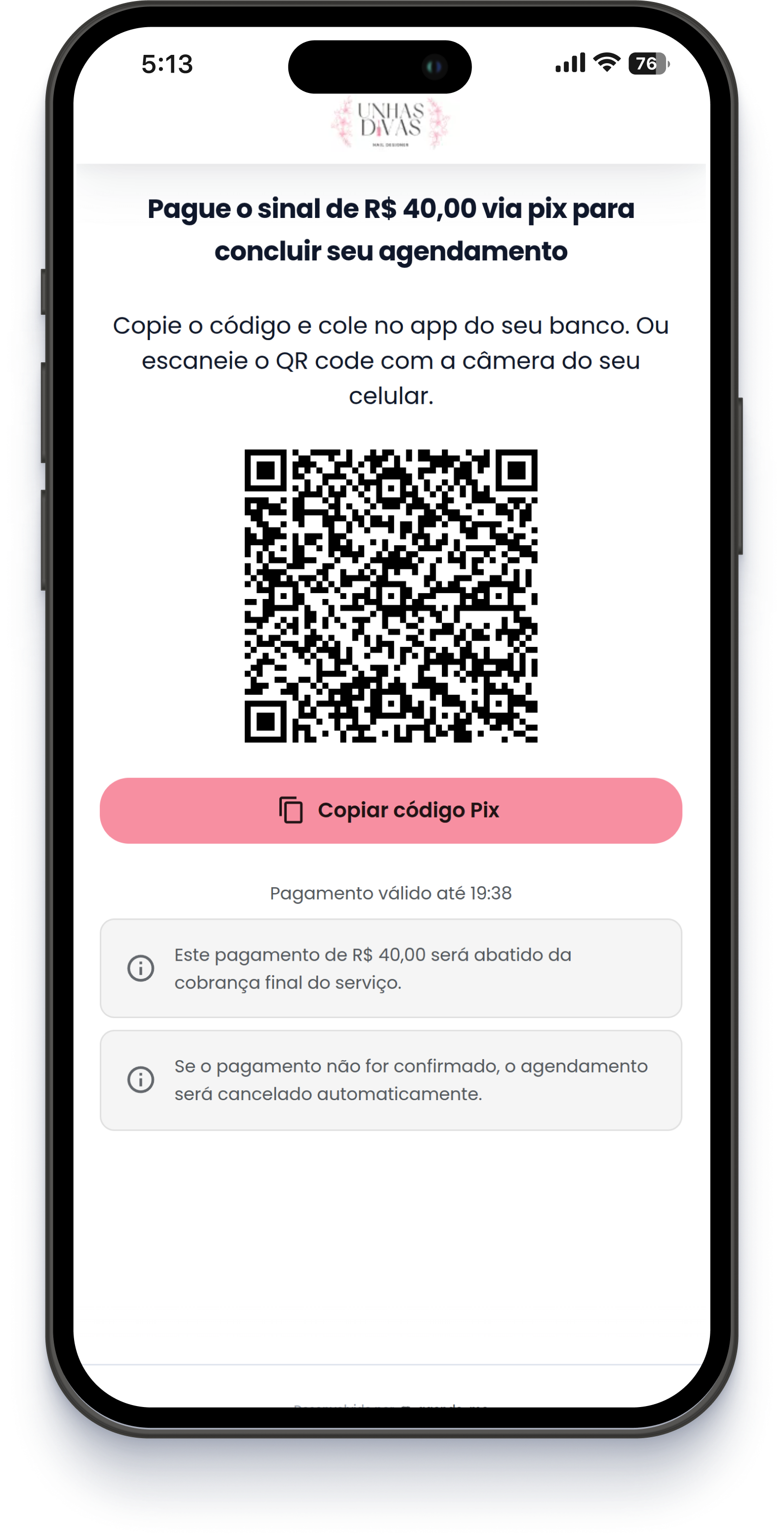 Cobrança de sinal via Pix com QR code