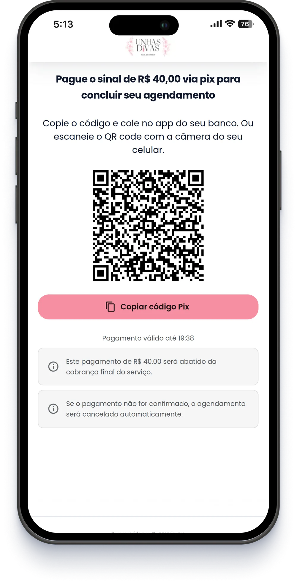 Cobrança de sinal via Pix com QR code